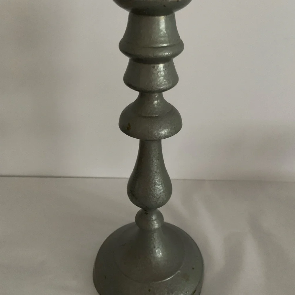 Vintage Set Of 3 Gray Candle Holders